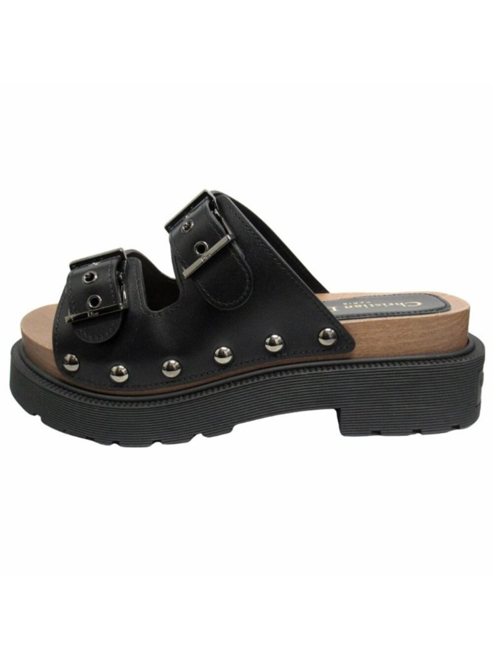 Dior Quake Leather Strap Sandals Shoes 37 Black - Picture 1 of 9